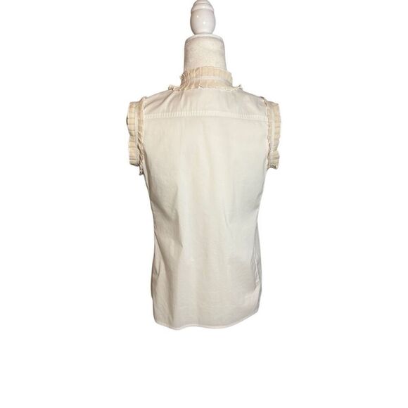 Tory Burch Prudence cream colored sleeveless blouse with ruffles neck tie - 2 - Picture 5 of 9